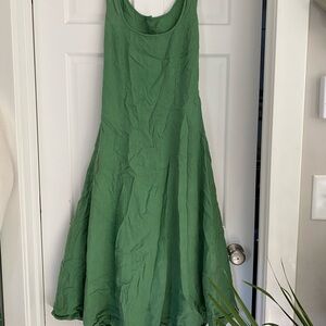 Assembly Label Linen Rounded Neckline Sleeveless A Line Green Midi Dress Size 10